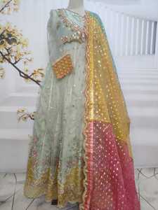 Gaun butik Pakistan untuk pernikahan | India & Pakistan terbaru sifon jaring baju bordir berat dengan pekerjaan tangan berat - Product Image 2