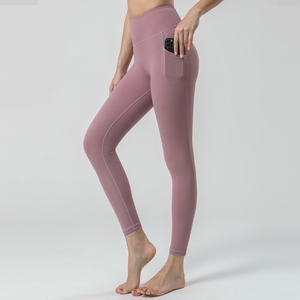 Custom Logo Wear Fitness Activewear Gym for Women <b>Nylon</b> <b>Leggings</b> High Waist Yoga Pants Tummy Control <b>Leggings</b> With Pocket - Product Image 3