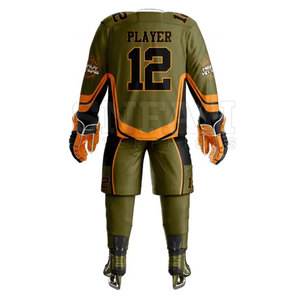 Meilleures ventes : Uniformes de hockey sur glace respirants 100 % polyester à marque privée – Couleurs et logo personnalisés, haute qualité, ensembles unisexes pour adultes, coupe courte - Product Image 2