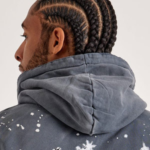 Sudaderas con capucha y sudaderas con diamantes de imitación para hombre con precio al por mayor, Sudadera con capucha lavada con ácido y mezcla de algodón para uso diario - Product Image 5