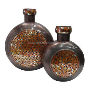 Fancy Metal <b>Mosaic</b> <b>Vase</b> Antique Bronze Plated Luxury Table Top Flower <b>Vase</b> Exporter From India At Reasonable Price - Product Image 2