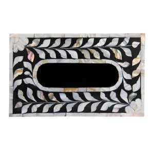 Boîte à mouchoirs moderne en os incrusté de motifs floraux, fabrication artisanale indienne, couleur et taille personnalisées, finition de qualité supérieure pour la maison, l'hôtel, le restaurant - Product Image 1