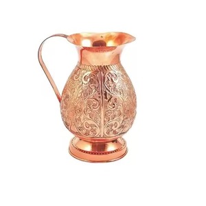 Jarra de cobre puro con diseño de diamante con tapa para servir agua, uso doméstico en la cocina - Product Image 3