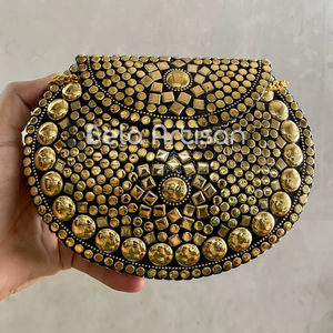 Bolsos de Mano de Lujo con Diseño Nuevo, Patrón de Media Luna, Adornados con Mosaico Metálico, Bolsos de Noche con Acabado de Aluminio - Product Image 6