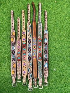 Exclusive 100% Genuine Leather Soft <b>Padded</b> Dog Collar With Hand Carving Top Indian Supplier Wholesale Manufacturer - Product Image 5