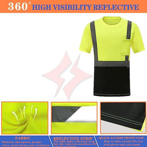 Camiseta de Trabajo Reflectante de Seguridad con Logotipo Personalizado Barata al por Mayor, Manga Corta, Alta Visibilidad, Secado Rápido, Duradera, ANSI Clase 1, Impermeable - Product Image 2