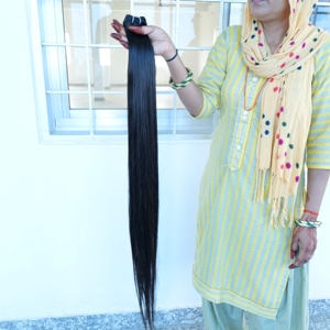 Meilleure qualité 100% sud indien naturel vierge noir cheveux raides faisceaux Temple cheveux humains bruts non transformés Remy vague naturelle - Product Image 1