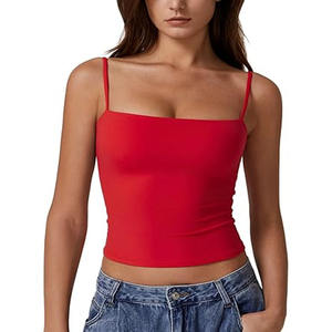 Camiseta sin mangas Lisa recortada para mujer al por mayor, ropa de calle sin costuras, camiseta sin mangas de punto acanalada elástica, camiseta sin mangas informal Sto - Product Image 1