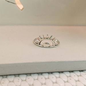 925 Sterling Silver Minimalist Rising Sun Wedding Fine Jewelry <b>Ring</b> Cute <b>Girl</b> Bezel Setting Inlay for Parties - Product Image 4