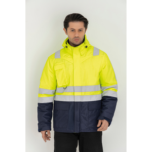 Waterproof Worker Coat with Quilted Insulated Inner Coverall Reflective <b>Strips</b> for Cold Weather and Industrial Safety - Product Image 4