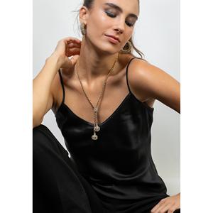 สร้อยคอทองเหลืองคุณภาพสูงสำหรับผู้หญิง ผลิตในอิตาลี ประดับด้วยทรงกระบอกประดับเพชร - Product Image 4