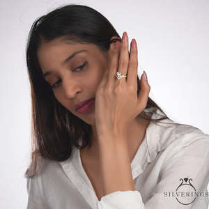 NOVAMART Fine Sterling <b>Silver</b> Rhodium-Plated Geometric Diamond <b>Solitaire</b> Heart <b>Ring</b> for Women's Engagement Wholesale Export - Product Image 2