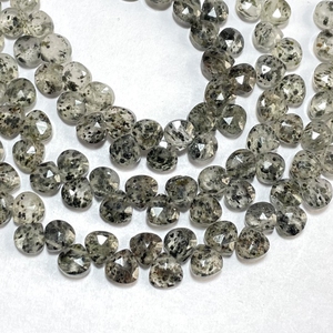 Perles Briolette en forme de cœur à facettes en quartz à pois, perles calibrées 7MM, magasin de perles en gros - Product Image 3