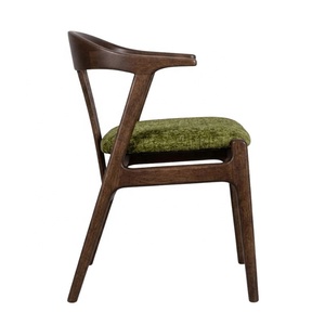 Modern Restaurant <b>Sets</b> Minimalist Teak Wooden <b>Chair</b> and Table for Restaurant Furniture with Soft Foam Seat from Velvet <b>Fabric</b> - Product Image 4