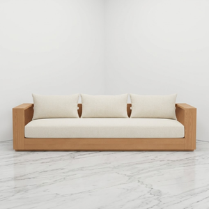 Fabricante de Sofás de Teca Personalizados para Hoteles en Indonesia, OEM ODM, Sofá Tapizado de Madera Sólida de Grado Comercial, Proveedor Mayorista - Product Image 1