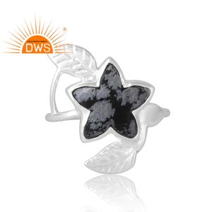 Best Selling 925 Sterling Silver Natural Snowflake <b>Obsidian</b> Gemstone Ring Custom <b>Jewelry</b> For Women Gift For Her - Product Image 3