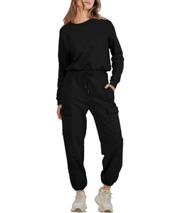 Dernier modèle de Survêtement d'Hiver Solide à Manches Longues pour Femmes Tricoté avec Logo Personnalisé Tenue de Sport Décontractée Respirante en Coton de Haute Qualité - Product Image 1