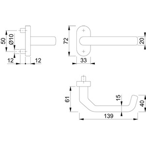 Ensemble de rosettes carrées en acier inoxydable HOPPE 9 mm pour la protection incendie, accessoires pour cheminée - Product Image 3