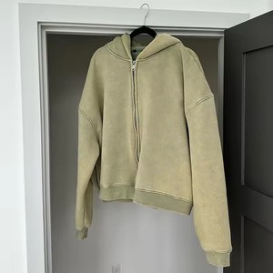 Venta caliente Streetwear Sudaderas con cremallera Oversized Premium Blanks Hombres Bordado personalizado 100% Algodón 360g Sudadera con capucha de peso pesado - Product Image 5