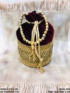 Velvet Embroidery Designed <b>Potli</b> <b>Bags</b> for Women - Product Image 3