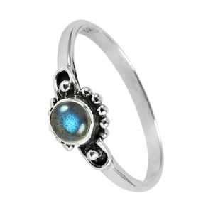 Bijoux personnalisés en argent 925 Sterling Silver Natural Labradorite Gemstone Round Shape Ring Bohemian Handmade Jewelry Supplier - Product Image 4