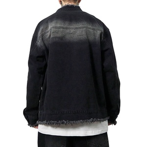 Veste en jean pour hommes à col montant, tendance, magasin d'occasion de Dubaï, vêtements d'occasion déchirés en balles - Product Image 5