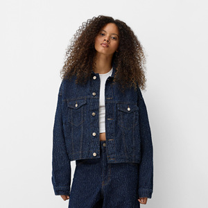 Women's Winter/Autumn Hooded Collar <b>Denim</b> Jacket Breathable Eco-Friendly Windproof Lightweight 100% Cotton <b>Denim</b> - Product Image 4
