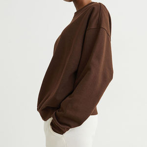 2025 Custom Logo Printed Front Women's Oversized Fleece Crewneck <b>Winter</b> Solid Eco-Friendly Breathable Long-Sleeved <b>Top</b> - Product Image 4