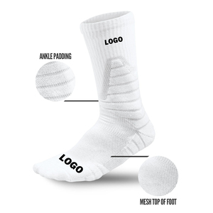 Chaussettes de sport pour hommes avec logo personnalisé en gros - 10 paires de chaussettes de performance sportive en coton mélangé, rembourrées, à séchage rapide, pour le basketball - Product Image 3