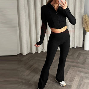 Survêtement pour femmes de haute qualité, vêtements de mode, survêtement pour femmes, best-seller, crop top pour femmes, survêtement évasé - Product Image 3