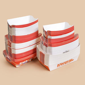 Plateau à collation en papier rectangulaire jetable avec impression colorée, assiettes en papier pour <span class=keywords><strong>saucisse</strong></span>, hot-dog sur bâton, nourriture de rue, collation rapide - Product Image 4