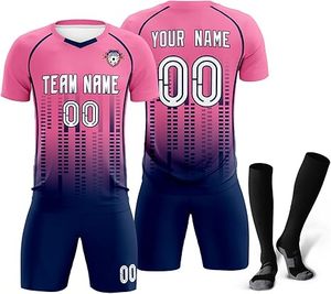 เสื้อกีฬาทีมฟุตบอลผ้าโพลีเอสเตอร์แห้งเร็วผ้าพิมพ์ซับลิเมชัน100% แบบพิมพ์ชื่อทีม - Product Image 6