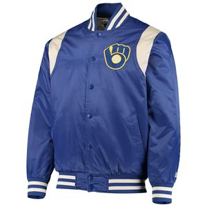 Personalizado de alta calidad revestido frente bordado poliéster bombardero satén Varsity Chaqueta Hombre Starter - Product Image 4