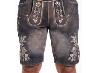Premium German Lederhosen Men Black Rust Nuevo estilo Hombres Lederhosen Pantalones Precio al por mayor Bajo costo - Product Image 2