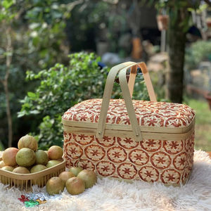 Panier de fleurs en osier de bambou fait à la main traditionnel pour le stockage, les pique-niques, Pâques, organiser le panier à linge maison hôtel - Product Image 1