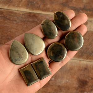 Paire de cabochons en pyrite dorée naturelle du Pérou, perles de pierres précieuses, or Apache, pour la fabrication de bijoux (boucles d'oreilles) - Product Image 2