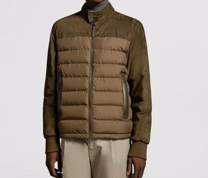 Fashionable Down Coat <b>Men</b> Custom Design <b>Green</b> Fleece Sleeves Padded Puffer <b>Jacket</b> - Product Image 6