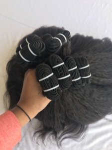 Extensions de tissage de cheveux humains vierges lisses crépus de 22 pouces à cuticule alignée origine indienne prix de gros - Product Image 5