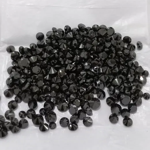 Natural Jet Black Loose Diamonds Zum Hersteller preis Runder Brillant schliff zu Großhandels preisen