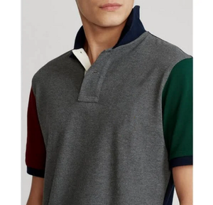 ผ้าฝ้าย100% ตาข่ายเสื้อโปโล HEATHER สีเทาแขนสั้นหลาย - Product Image 2