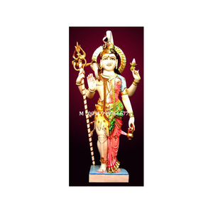 Fabricant indien de statues de Shiva en marbre blanc faites à la main, en position debout avec la main sur la cuisse, pour le culte dans les temples, au meilleur prix - Product Image 1