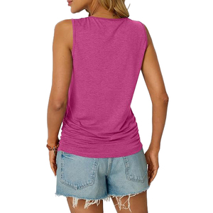 Camiseta deportiva sin mangas para mujer, de algodón y spandex, transpirable y elástica, para gimnasio y fitness. - Product Image 4