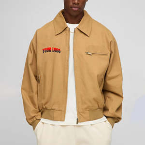 Veste en toile denim unisexe de haute qualité, personnalisable, avec broderie personnalisée, patchs en chenille, col montant, hiver - Product Image 1