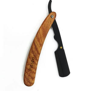 Navaja de barbero de filo recto para barba de hombre, de acero inoxidable alemán - Product Image 1