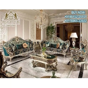 Ensemble de canapés de 8 places en bois de teck, luxueux, haut de gamme, sculpture, Villa royale, ensemble de canapés de salon, fabriqués à la main - Product Image 1