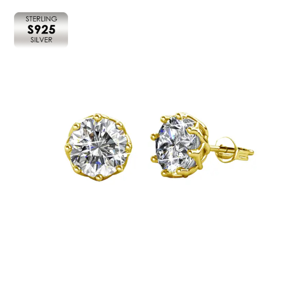 925 Silver 18K Yellow Gold Plated Classy Earrings For Women