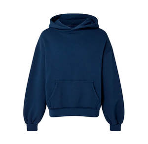 <b>Navy</b> Blue Winter 100% Cotton Pullover Hooded Unisex Drop Shoulder Solid Color Custom Printed Embroidery Logo Hoodies for <b>Man</b> - Product Image 1