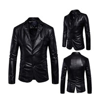 Veste en cuir de motard noire vintage ajustée pour homme en peau d'agneau
