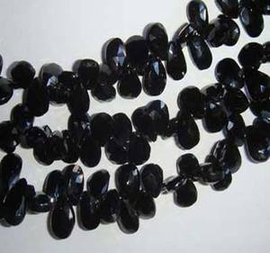 Briolette-piedra Natural para hacer joyas, piedra suelta, Pears facetados espinales negros, 7x9-7x11mm, longitud de tamaño de 8 ", precio al por mayor - Product Image 1