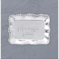 Plateau décoratif rectangulaire argenté avec bords ondulés et texte gravé Plat à bibelots en métal de luxe pour les cadeaux à la maison et l'affichage des aliments
